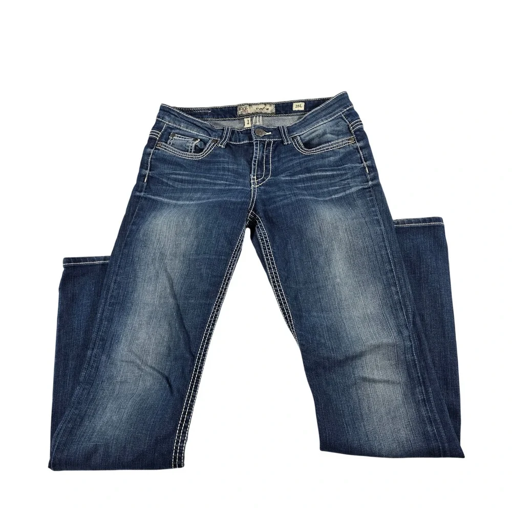 BKE Payton‎ Bootcut Jeans Womens 28L Medium Wash Contrast Stitch Denim Low Rise